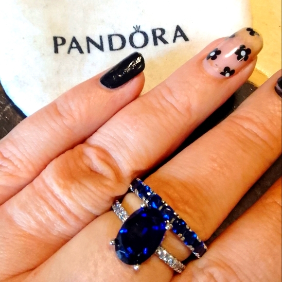 Pandora Jewelry Pandora Ring Set Sparkling Blue Sapphire Rings